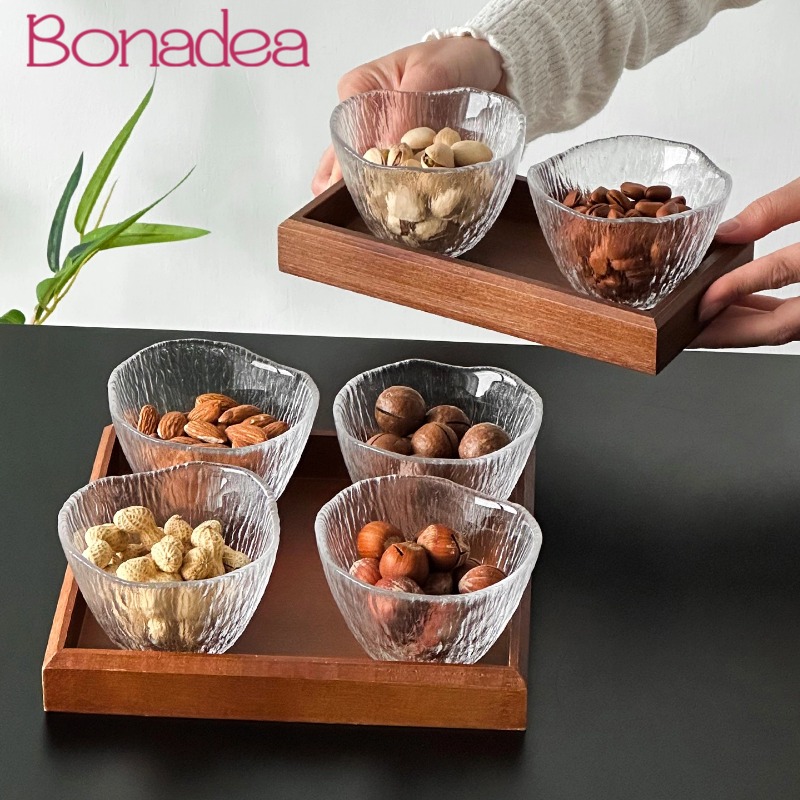 Dried Fruit - Vasos de vidrio transparente, bandeja dividida